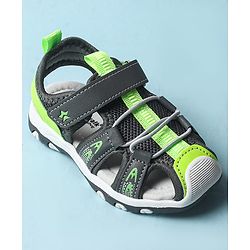Cute Walk by Babyhug Velcro Closure Sandals With Lace Detailing - Grey & Neon Green