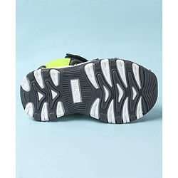 Cute Walk by Babyhug Velcro Closure Sandals With Lace Detailing - Grey & Neon Green