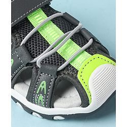 Cute Walk by Babyhug Velcro Closure Sandals With Lace Detailing - Grey & Neon Green
