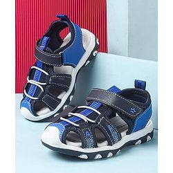 Cute Walk by Babyhug Velcro Closure Sandals With Lace Detailing - Grey & Neon Green