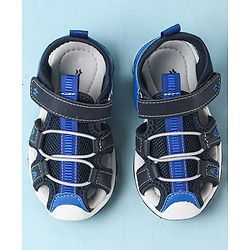 Cute Walk by Babyhug Velcro Closure Sandals With Lace Detailing - Grey & Neon Green