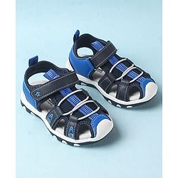 Cute Walk by Babyhug Velcro Closure Sandals With Lace Detailing - Grey & Neon Green