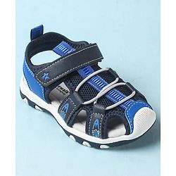 Cute Walk by Babyhug Velcro Closure Sandals With Lace Detailing - Grey & Neon Green
