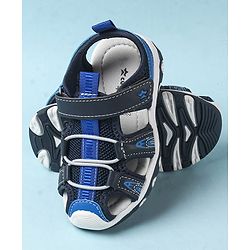 Cute Walk by Babyhug Velcro Closure Sandals With Lace Detailing - Grey & Neon Green