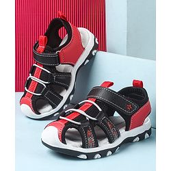 Cute Walk by Babyhug Velcro Closure Sandals With Lace Detailing - Grey & Neon Green