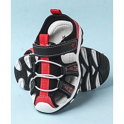 Cute Walk by Babyhug Velcro Closure Sandals With Lace Detailing - Grey & Neon Green