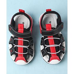 Cute Walk by Babyhug Velcro Closure Sandals With Lace Detailing - Grey & Neon Green
