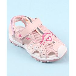 Cute Walk by Babyhug Sandals with Velcro Closure & Heart Applique - Pink