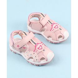 Cute Walk by Babyhug Sandals with Velcro Closure & Heart Applique - Pink