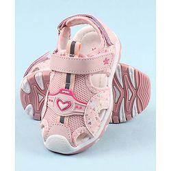 Cute Walk by Babyhug Sandals with Velcro Closure & Heart Applique - Pink
