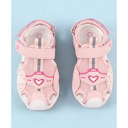 Cute Walk by Babyhug Sandals with Velcro Closure & Heart Applique - Pink