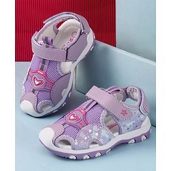 Cute Walk by Babyhug Sandals with Velcro Closure & Heart Applique - Pink