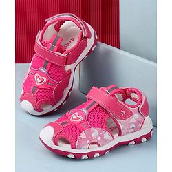 Cute Walk by Babyhug Sandals with Velcro Closure & Heart Applique - Pink
