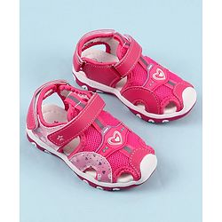 Cute Walk by Babyhug Sandals with Velcro Closure & Heart Applique - Pink