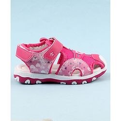 Cute Walk by Babyhug Sandals with Velcro Closure & Heart Applique - Pink