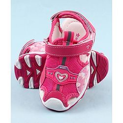 Cute Walk by Babyhug Sandals with Velcro Closure & Heart Applique - Pink