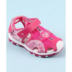 Cute Walk by Babyhug Sandals with Velcro Closure & Heart Applique - Pink