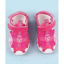 Cute Walk by Babyhug Sandals with Velcro Closure & Heart Applique - Pink