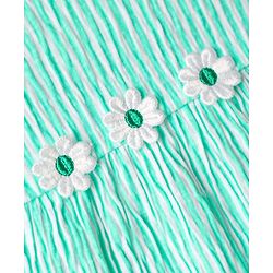 Babyhug Cotton Woven Frill Sleeves Top & Shorts Set with Stripes & Floral Applique - Aqua Blue
