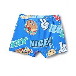 Babyhug Water Repellant Half Raglan Sleeves Two Piece Swimsuit with Typography Print - Blue