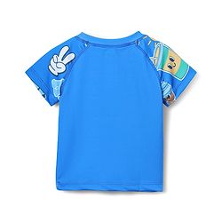 Babyhug Water Repellant Half Raglan Sleeves Two Piece Swimsuit with Typography Print - Blue