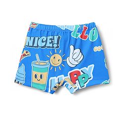 Babyhug Water Repellant Half Raglan Sleeves Two Piece Swimsuit with Typography Print - Blue