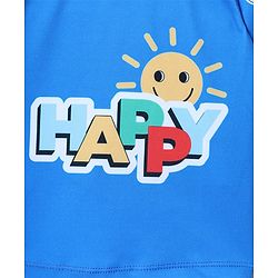 Babyhug Water Repellant Half Raglan Sleeves Two Piece Swimsuit with Typography Print - Blue