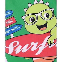 Babyhug Cotton Water Repellant Half Raglan Sleeves Two Piece Swimming Suit with Dino Print - Blue & Green