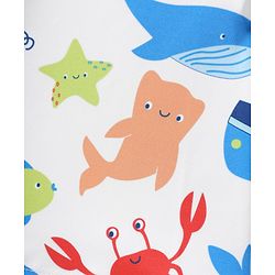 Babyhug Water Repellant Half Raglan Sleeves Two Piece Swimsuit With Fish Print - White & Blue