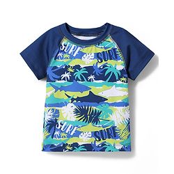 Babyhug Cotton Water Repellant Half Raglan Sleeves Two Piece Swimming Suit with Surf Theme Print - Navy Blue