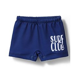 Babyhug Cotton Water Repellant Half Raglan Sleeves Two Piece Swimming Suit with Surf Theme Print - Navy Blue