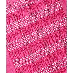 Babyhug Cotton Lurex Woven Sleeveless Smocked Top -Dark Pink