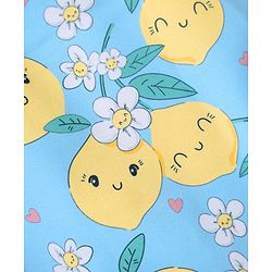 Babyhug Sleeveless Water Repellent Tropical Print V Cut Swimsuit - Light Blue