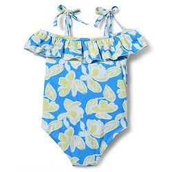 Babyhug Water Repellant Sleeveless V Cut Swimsuit with Floral Print - Blue