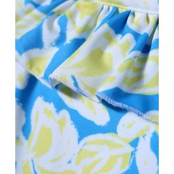 Babyhug Water Repellant Sleeveless V Cut Swimsuit with Floral Print - Blue