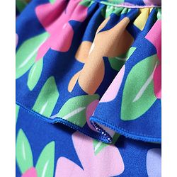 Babyhug Water Repellant Sleeveless V Cut Swimsuit with Floral Print - Navy Blue