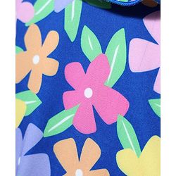 Babyhug Water Repellant Sleeveless V Cut Swimsuit with Floral Print - Navy Blue