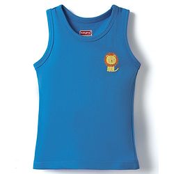 Babyhug 100% Cotton Single Jersey Knit Antibacterial Sleeveless Sando with Stripes & Animal Print Pack of 3 - Blue