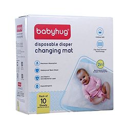 Babyhug Disposable Diaper Changing Mat Medium Size Pack of 10 - Blue