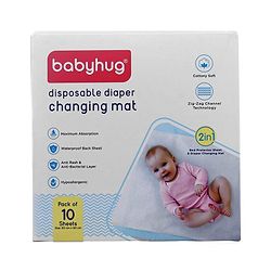 Babyhug Disposable Diaper Changing Mat Medium Size Pack of 10 - Blue