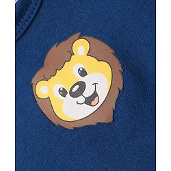 Babyhug 100% Cotton Knit Antibacterial Sleeveless Sandos With Stripes & Animal Print Pack Of 3 - Navy Blue White & Yellow
