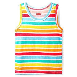 Babyhug 100% Cotton Knit Sleeveless Antibacterial Vests with Star Print & Stripes Pack of 5 - Multicolor