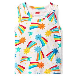 Babyhug 100% Cotton Knit Sleeveless Antibacterial Vests with Star Print & Stripes Pack of 5 - Multicolor