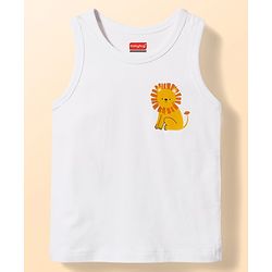 Babyhug 100% Cotton Single Jersey Knit Antibacterial Sleeveless Sando Vests with Animal Print Pack of 3 - Multicolor