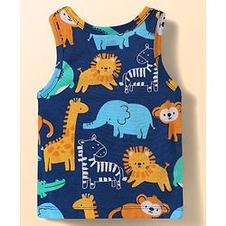 Babyhug 100% Cotton Single Jersey Knit Antibacterial Sleeveless Sando Vests with Animal Print Pack of 3 - Multicolor