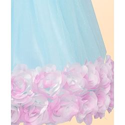 Babyhug Woven Sleeveless Fit & Flare Party Dress With Floral & Bow Applique - Light Blue & Pink