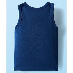 Babyhug 100% Cotton Antibacterial Sleeveless Sando With Stripes & Animal Print Pack Of 3 - Navy Blue Yellow & White