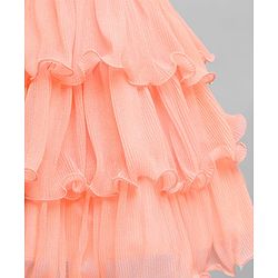 Babyhug Woven Sleeveless Ruffled Party Dress With Sequins - Pink