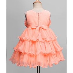 Babyhug Woven Sleeveless Ruffled Party Dress With Sequins - Pink