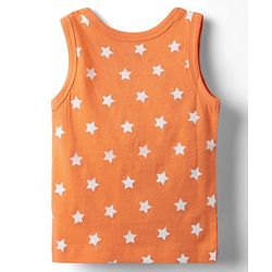 Babyhug 100% Cotton Single Jersey Knit Sleeveless Antibacterial Sando With Stripes Dino &  Star Print Pack Of 3 - Orange Light Blue & Navy Blue